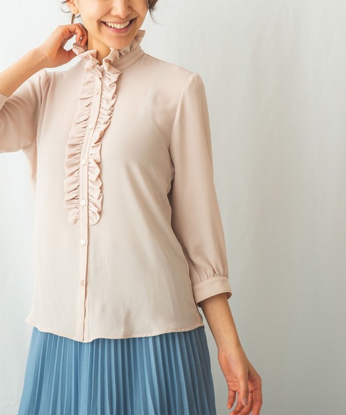 NARACAMICIE(ナラカミーチェ)の「ソフトジョーゼット衿フリルブラウス(シャツ/ブラウス・レディース・ベージュ/オフホワイト/イエロー・MEDIUM/LARGE/SMALL/XXX-LARGE/XX-LARGE/X-LARGE)」の10枚目の写真