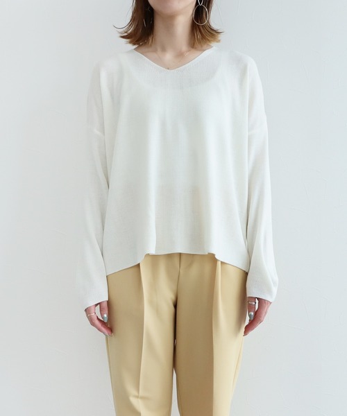 reca(レカ)の「Vネックニットプルオーバー(ニット/セーター・レディース・ラベンダー/ピンクベージュ/ミント/オフホワイト・FREE)」の8枚目の写真