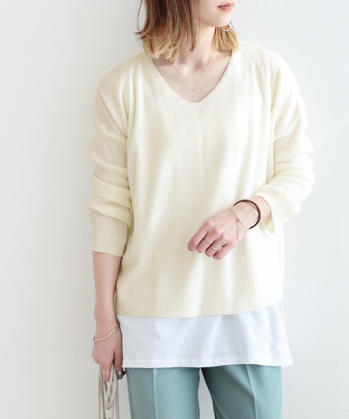 reca(レカ)の「Vネックニットプルオーバー(ニット/セーター・レディース・ラベンダー/ピンクベージュ/ミント/オフホワイト・FREE)」の22枚目の写真