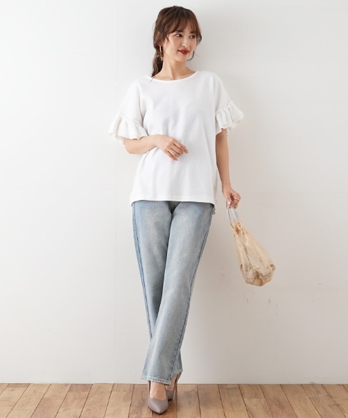 Futier land(フューティアランド)の「袖フリルワッフルTシャツ(Tシャツ/カットソー・レディース・ホワイト/ベージュ/モカ/チャコール・MEDIUM)」の19枚目の写真