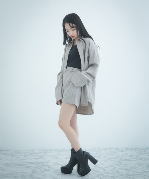 ANDGEEBEE(アンジービー)の「ストライプショーパン(その他パンツ・レディース・ベージュ/ブラック・MEDIUM)」の10枚目の写真