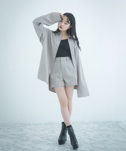 ANDGEEBEE(アンジービー)の「ストライプショーパン(その他パンツ・レディース・ベージュ/ブラック・MEDIUM)」の3枚目の写真