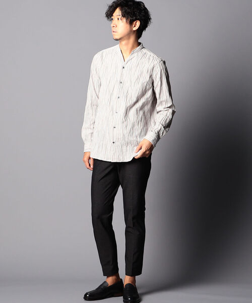 Stutostein Nolley's（シュテットシュタインノーリーズ）の「スキッパーバンドカラーシャツ（シャツ/ブラウス・メンズ・グレイッシュベージュ/ネイビー・S/L/M）」の13枚目の写真