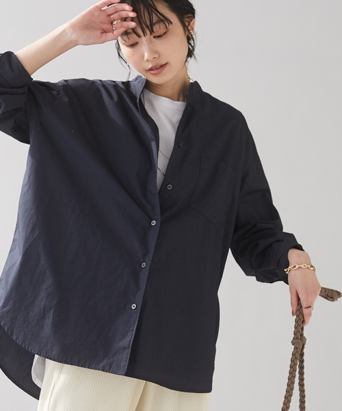 CRAFT STANDARD BOUTIQUE(クラフトスタンダードブティック)の「バンドカラーシャツ ◇(シャツ/ブラウス・レディース・オフホワイト/ネイビー/ブルー系その他4/ブルー系その他6/ベージュ系その他2/モカ/グレー系その他・MEDIUM/LARGE)」の5枚目の写真