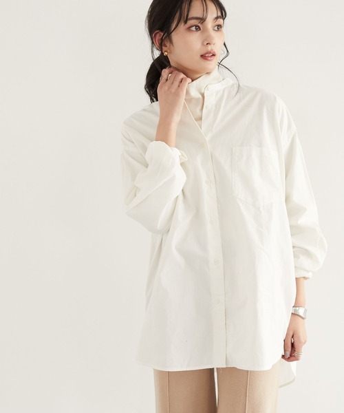 CRAFT STANDARD BOUTIQUE(クラフトスタンダードブティック)の「バンドカラーシャツ ◇(シャツ/ブラウス・レディース・オフホワイト/ネイビー/ブルー系その他4/ブルー系その他6/ベージュ系その他2/モカ/グレー系その他・MEDIUM/LARGE)」の2枚目の写真