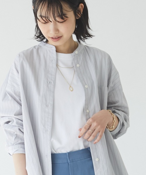 CRAFT STANDARD BOUTIQUE(クラフトスタンダードブティック)の「バンドカラーシャツ ◇(シャツ/ブラウス・レディース・オフホワイト/ネイビー/ブルー系その他4/ブルー系その他6/ベージュ系その他2/モカ/グレー系その他・MEDIUM/LARGE)」の4枚目の写真