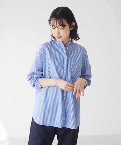 CRAFT STANDARD BOUTIQUE(クラフトスタンダードブティック)の「バンドカラーシャツ ◇(シャツ/ブラウス・レディース・オフホワイト/ネイビー/ブルー系その他4/ブルー系その他6/ベージュ系その他2/モカ/グレー系その他・MEDIUM/LARGE)」の7枚目の写真