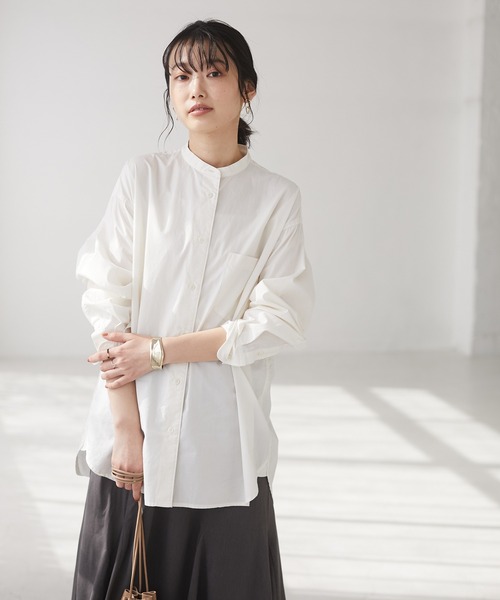 CRAFT STANDARD BOUTIQUE(クラフトスタンダードブティック)の「バンドカラーシャツ ◇(シャツ/ブラウス・レディース・オフホワイト/ネイビー/ブルー系その他4/ブルー系その他6/ベージュ系その他2/モカ/グレー系その他・MEDIUM/LARGE)」の9枚目の写真