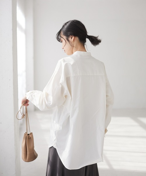 CRAFT STANDARD BOUTIQUE(クラフトスタンダードブティック)の「バンドカラーシャツ ◇(シャツ/ブラウス・レディース・オフホワイト/ネイビー/ブルー系その他4/ブルー系その他6/ベージュ系その他2/モカ/グレー系その他・MEDIUM/LARGE)」の11枚目の写真