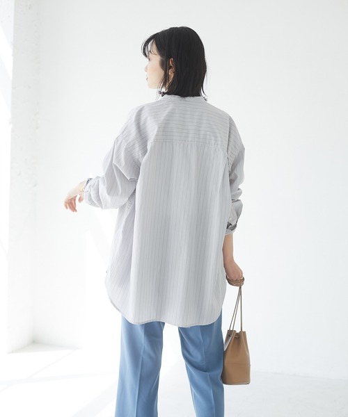 CRAFT STANDARD BOUTIQUE(クラフトスタンダードブティック)の「バンドカラーシャツ ◇(シャツ/ブラウス・レディース・オフホワイト/ネイビー/ブルー系その他4/ブルー系その他6/ベージュ系その他2/モカ/グレー系その他・MEDIUM/LARGE)」の15枚目の写真