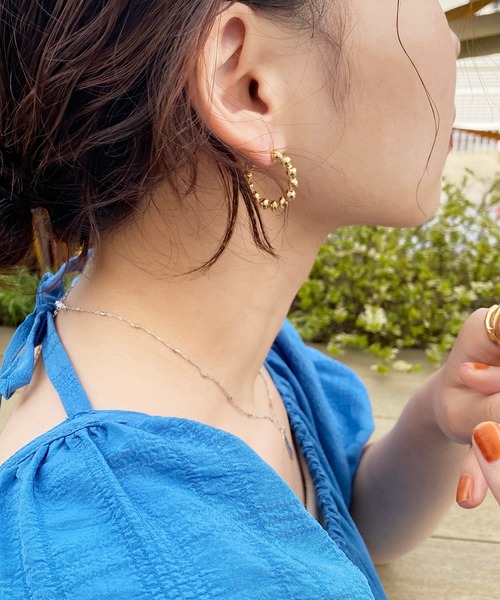 natural couture（ナチュラルクチュール）の「つぶつぶフープピアス（ピアス（両耳用）・レディース・シルバー/ゴールド・FREE）」の2枚目の写真