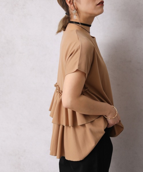 ap retro(アプレトロ)の「バック2段フリルTEE【ZOZO限定アイテム】(Tシャツ/カットソー・レディース・ホワイト/ブラック/ベージュ/ネイビー・FREE)」の3枚目の写真