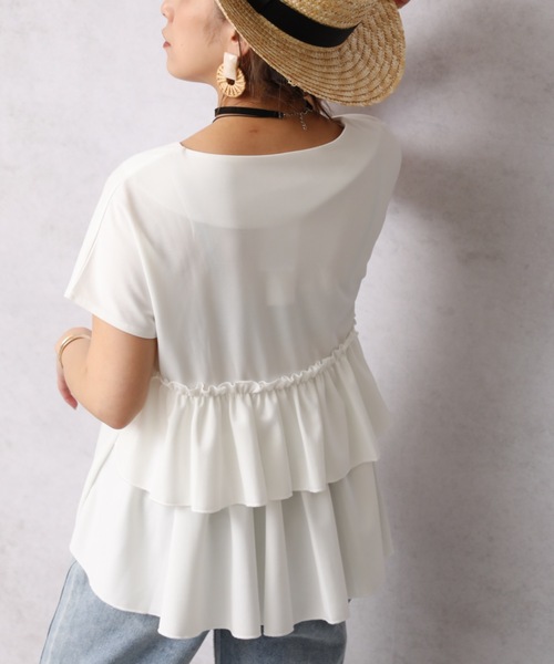 ap retro(アプレトロ)の「バック2段フリルTEE【ZOZO限定アイテム】(Tシャツ/カットソー・レディース・ホワイト/ブラック/ベージュ/ネイビー・FREE)」の1枚目の写真