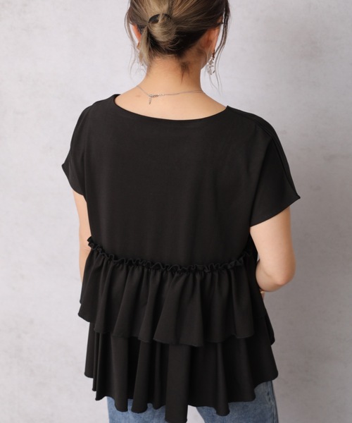 ap retro(アプレトロ)の「バック2段フリルTEE【ZOZO限定アイテム】(Tシャツ/カットソー・レディース・ホワイト/ブラック/ベージュ/ネイビー・FREE)」の2枚目の写真