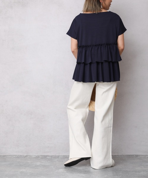 ap retro(アプレトロ)の「バック2段フリルTEE【ZOZO限定アイテム】(Tシャツ/カットソー・レディース・ホワイト/ブラック/ベージュ/ネイビー・FREE)」の12枚目の写真