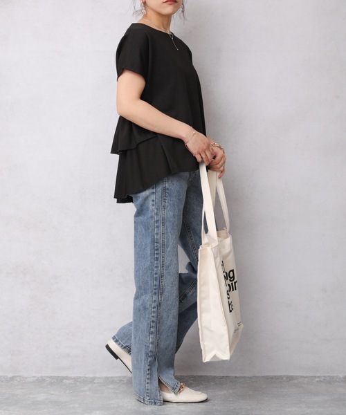 ap retro(アプレトロ)の「バック2段フリルTEE【ZOZO限定アイテム】(Tシャツ/カットソー・レディース・ホワイト/ブラック/ベージュ/ネイビー・FREE)」の8枚目の写真