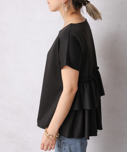 ap retro(アプレトロ)の「バック2段フリルTEE【ZOZO限定アイテム】(Tシャツ/カットソー・レディース・ホワイト/ブラック/ベージュ/ネイビー・FREE)」の7枚目の写真