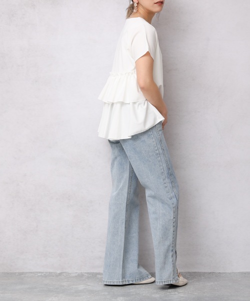 ap retro(アプレトロ)の「バック2段フリルTEE【ZOZO限定アイテム】(Tシャツ/カットソー・レディース・ホワイト/ブラック/ベージュ/ネイビー・FREE)」の6枚目の写真