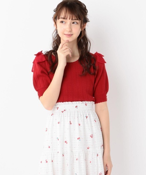 LODISPOTTO（ロディスポット）の「Favorite color ショルダーリボンニット（ニット/セーター・レディース・ホワイト/ブラック/ピンク/レッド/イエロー/ライトグリーン/ブルー/ラベンダー・MEDIUM）」の8枚目の写真