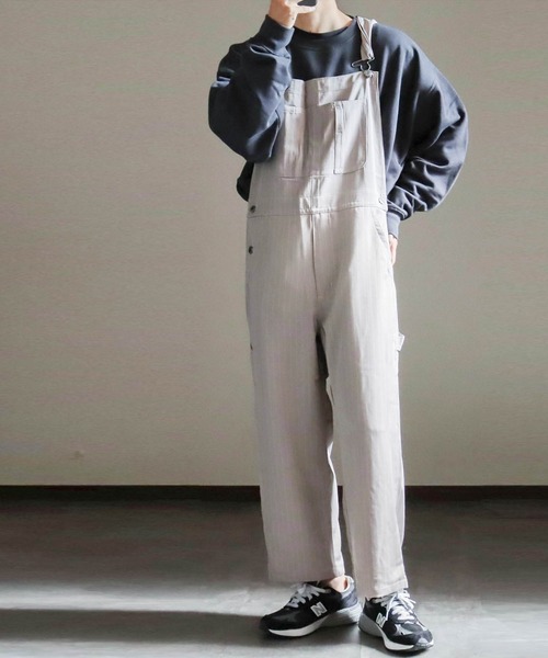 Burner（バーナー）の「【BURNER SELECT】ストライプオーバーオール(アニバーサルデザイン)（サロペット/オーバーオール・メンズ・ブラック/ブラウン/グレー・L/M/XL）」の3枚目の写真