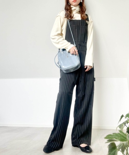 Burner（バーナー）の「【BURNER SELECT】ストライプオーバーオール(アニバーサルデザイン)（サロペット/オーバーオール・メンズ・ブラック/ブラウン/グレー・L/M/XL）」の2枚目の写真