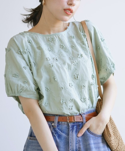 rps（アールピーエス）の「３Ｄ刺繍レースプルオーバー（シャツ/ブラウス・レディース・チャコールグレー/オフホワイト/ミント・M）」の3枚目の写真