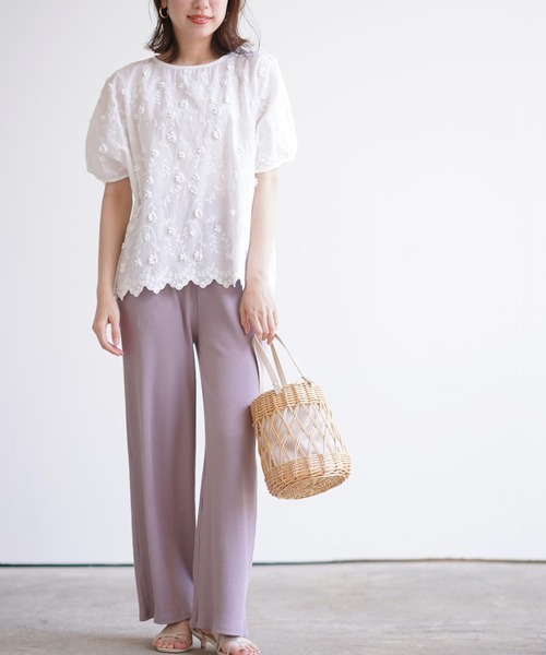 rps（アールピーエス）の「３Ｄ刺繍レースプルオーバー（シャツ/ブラウス・レディース・チャコールグレー/オフホワイト/ミント・M）」の4枚目の写真