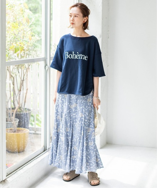 IENA（イエナ）の「Boheme ハーフスリーブ裏毛プルオーバー◆（Tシャツ/カットソー・レディース・ベージュ/ネイビー・FREE）」の6枚目の写真