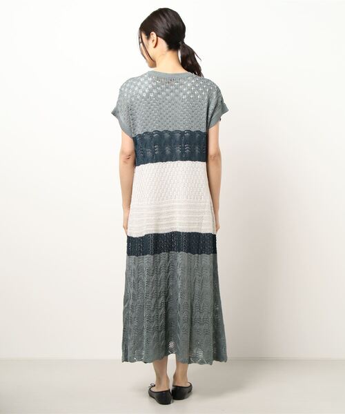 Alluge（アルージュ）の「クロシェニットワンピース&カットワンピースセットアップ（ワンピース・レディース・ブルー/グリーン・FREE）」の5枚目の写真