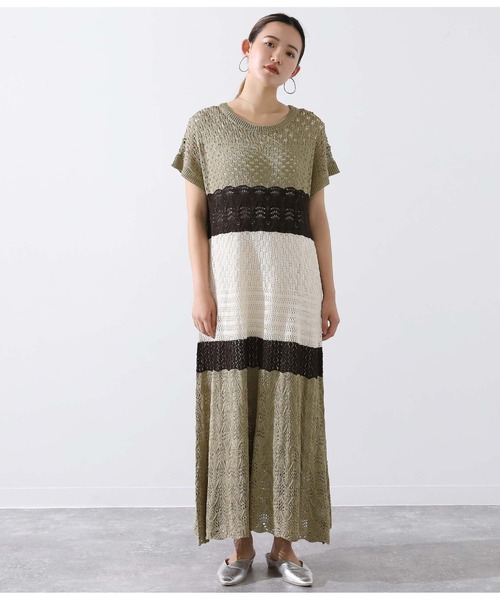 Alluge（アルージュ）の「クロシェニットワンピース&カットワンピースセットアップ（ワンピース・レディース・ブルー/グリーン・FREE）」の6枚目の写真