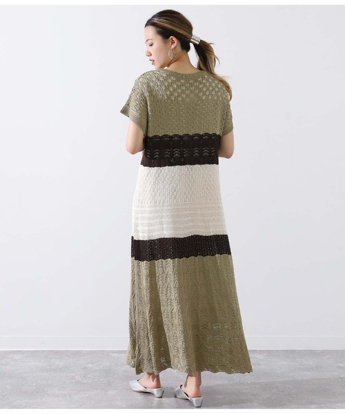 Alluge（アルージュ）の「クロシェニットワンピース&カットワンピースセットアップ（ワンピース・レディース・ブルー/グリーン・FREE）」の7枚目の写真