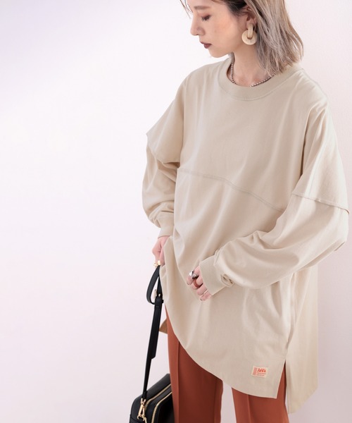 Java(ジャバ)の「《JaVaジャバ コラボ》切替えビッグシルエット長袖Tee(Tシャツ/カットソー・レディース・グレイッシュベージュ/チャコールグレー/ベージュ/ホワイト/ブラック・MEDIUM/LARGE/X-LARGE/SMALL)」の19枚目の写真