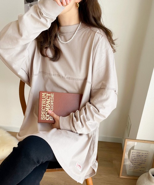 Java(ジャバ)の「《JaVaジャバ コラボ》切替えビッグシルエット長袖Tee(Tシャツ/カットソー・レディース・グレイッシュベージュ/チャコールグレー/ベージュ/ホワイト/ブラック・MEDIUM/LARGE/X-LARGE/SMALL)」の13枚目の写真