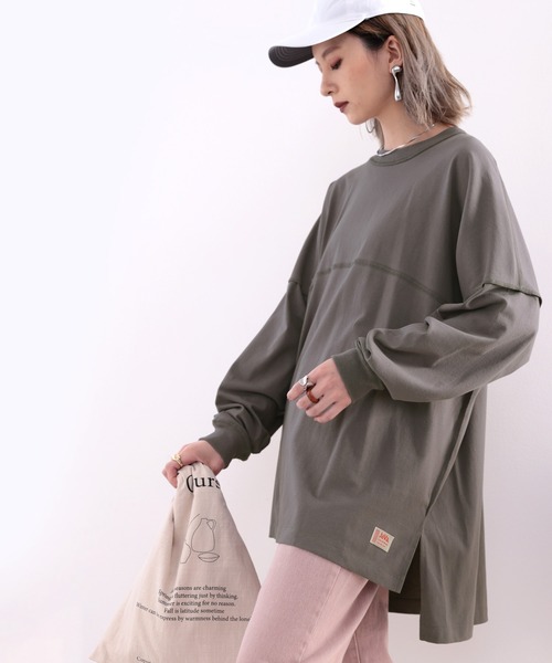 Java(ジャバ)の「《JaVaジャバ コラボ》切替えビッグシルエット長袖Tee(Tシャツ/カットソー・レディース・グレイッシュベージュ/チャコールグレー/ベージュ/ホワイト/ブラック・MEDIUM/LARGE/X-LARGE/SMALL)」の9枚目の写真