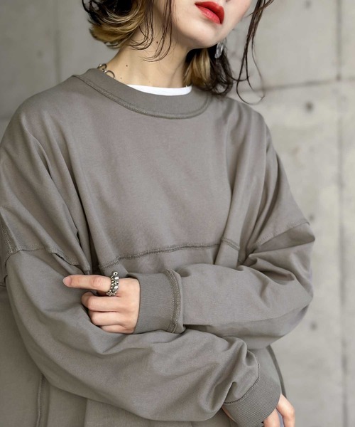 Java(ジャバ)の「《JaVaジャバ コラボ》切替えビッグシルエット長袖Tee(Tシャツ/カットソー・レディース・グレイッシュベージュ/チャコールグレー/ベージュ/ホワイト/ブラック・MEDIUM/LARGE/X-LARGE/SMALL)」の16枚目の写真
