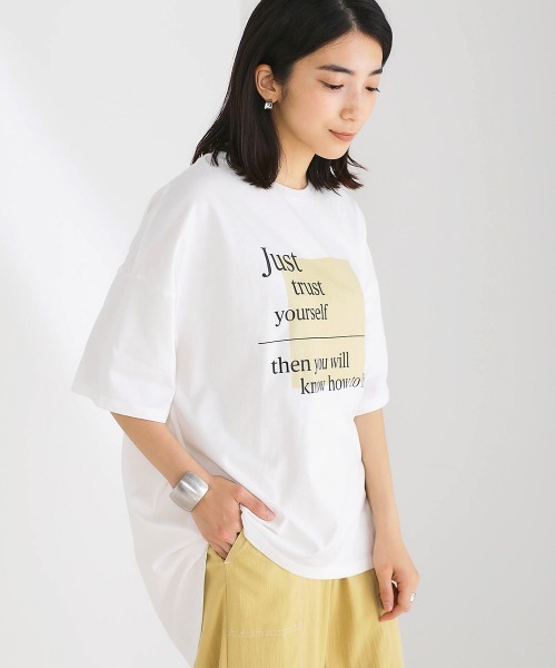 Bou Jeloud(ブージュルード)の「コットンロゴオーバーTシャツ(Tシャツ/カットソー・レディース・ブラック/ベージュ/オフホワイト・FREE)」の1枚目の写真