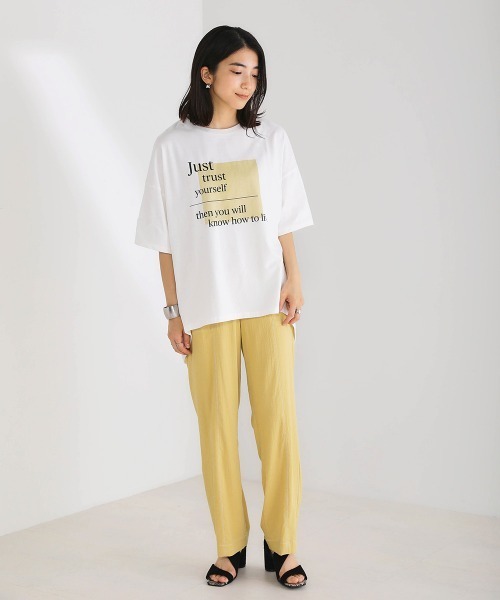 Bou Jeloud(ブージュルード)の「コットンロゴオーバーTシャツ(Tシャツ/カットソー・レディース・ブラック/ベージュ/オフホワイト・FREE)」の4枚目の写真