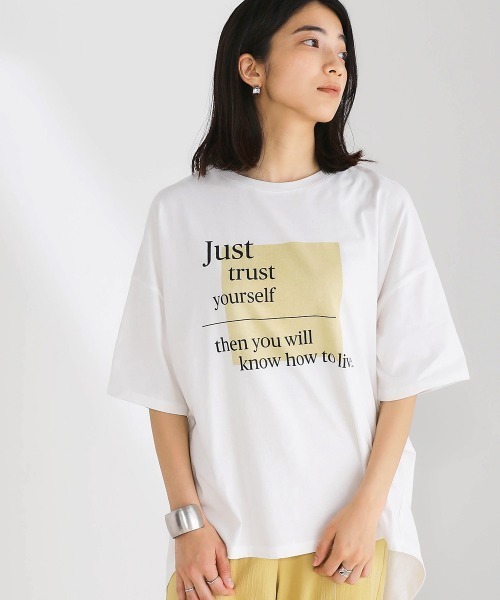 Bou Jeloud(ブージュルード)の「コットンロゴオーバーTシャツ(Tシャツ/カットソー・レディース・ブラック/ベージュ/オフホワイト・FREE)」の8枚目の写真