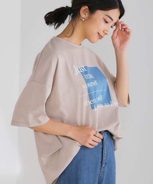Bou Jeloud(ブージュルード)の「コットンロゴオーバーTシャツ(Tシャツ/カットソー・レディース・ブラック/ベージュ/オフホワイト・FREE)」の11枚目の写真