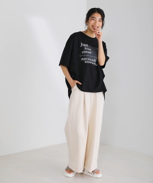 Bou Jeloud(ブージュルード)の「コットンロゴオーバーTシャツ(Tシャツ/カットソー・レディース・ブラック/ベージュ/オフホワイト・FREE)」の20枚目の写真