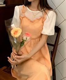 パフスリーブドッキングワンピース
