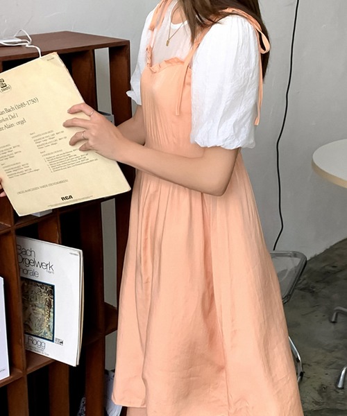 Girly Doll(ガーリードール)の「パフスリーブドッキングワンピース(ワンピース・レディース・ブラック/オレンジ・S/M)」の14枚目の写真
