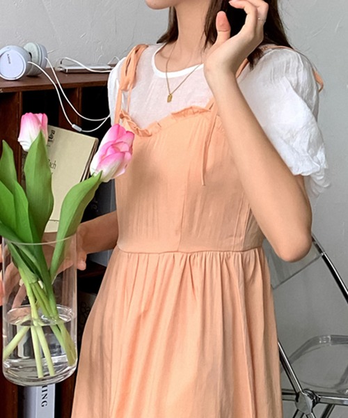 Girly Doll(ガーリードール)の「パフスリーブドッキングワンピース(ワンピース・レディース・ブラック/オレンジ・S/M)」の16枚目の写真