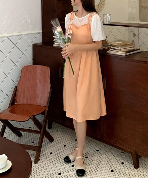 Girly Doll(ガーリードール)の「パフスリーブドッキングワンピース(ワンピース・レディース・ブラック/オレンジ・S/M)」の18枚目の写真