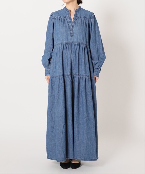 SLOBE IENA（スローブイエナ）の「【Healthy denim/ヘルシーデニム】 CAFTAN EXデニムロングワンピ―ス【洗濯機洗い可】◆（ワンピース・レディース・ネイビー・36/38）」の6枚目の写真