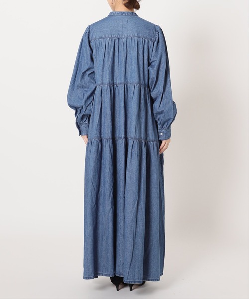 SLOBE IENA（スローブイエナ）の「【Healthy denim/ヘルシーデニム】 CAFTAN EXデニムロングワンピ―ス【洗濯機洗い可】◆（ワンピース・レディース・ネイビー・36/38）」の4枚目の写真