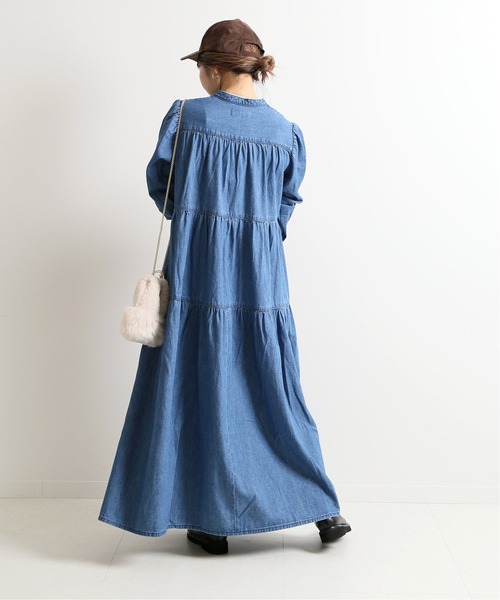 SLOBE IENA（スローブイエナ）の「【Healthy denim/ヘルシーデニム】 CAFTAN EXデニムロングワンピ―ス【洗濯機洗い可】◆（ワンピース・レディース・ネイビー・36/38）」の17枚目の写真