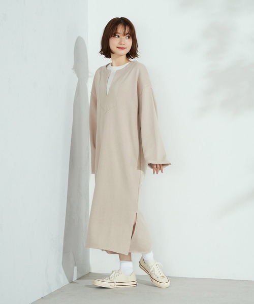 Purple&Yellow（パープルアンドイエロー）の「裏毛カフタンワンピース（ワンピース・レディース・ダークブラウン/ベージュ・SMALL/MEDIUM）」の11枚目の写真