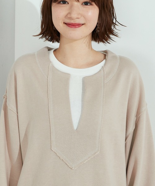 Purple&Yellow（パープルアンドイエロー）の「裏毛カフタンワンピース（ワンピース・レディース・ダークブラウン/ベージュ・SMALL/MEDIUM）」の12枚目の写真