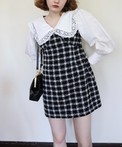 epine（エピヌ）の「arm volume lace collar onepiece